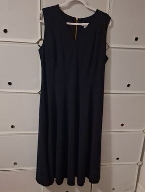 Calvin Klein Navy Sleeveless Midi Shift Dress